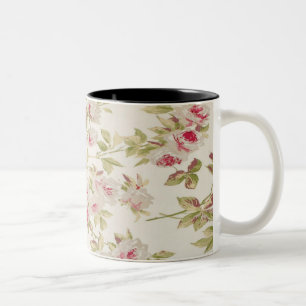Vintage Chic Shabby Rosa Tjejaktig Två-Tonad Mugg
