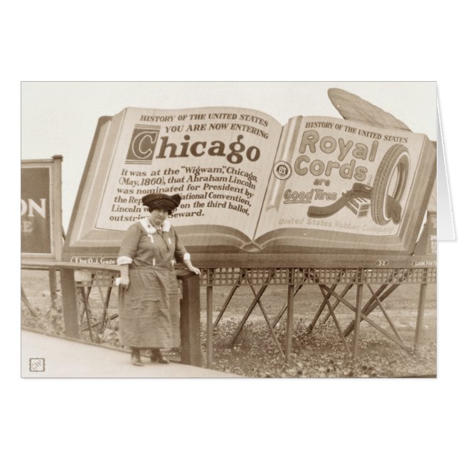 Vintage Chicago Billboard Hälsningskort (Framsidan Horizontal)
