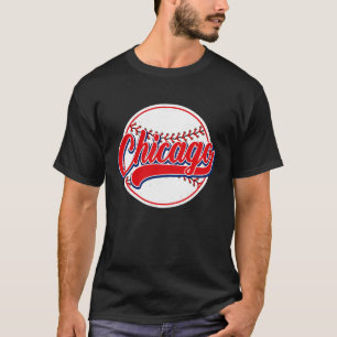 Vintage Chicago Cityscape Baseball För manar Women T Shirt
