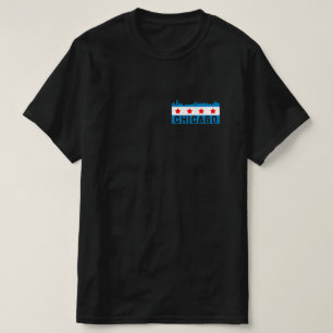 Vintage Chicago Flagga Skyline T Shirt
