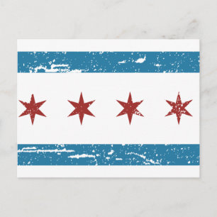 Vintage CHICAGO-Flagga Vykort