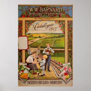 Vintage Chicago Flower Seeds Catalog Poster