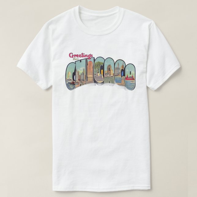 Vintage Chicago Greetings T Shirt (Design framsida)