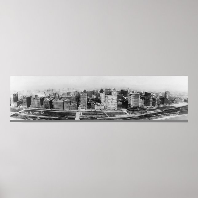 Vintage Chicago Illinois 1911 från flygplan Poster (Framsidan)