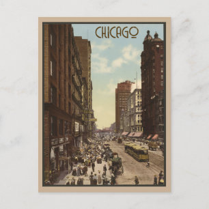 Vintage Chicago Illinois City Skyline Travel Vykort