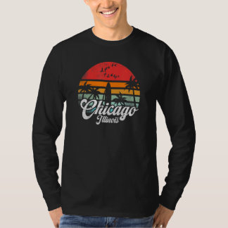 Vintage Chicago Illinois Funny Beach Waves Surfing T Shirt