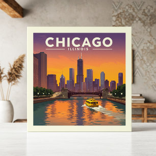 Vintage Chicago Illinois Kakelplatta