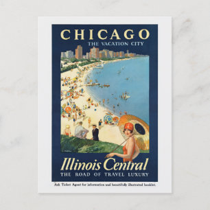Vintage Chicago Illinois Retro Tourism Travel Vykort