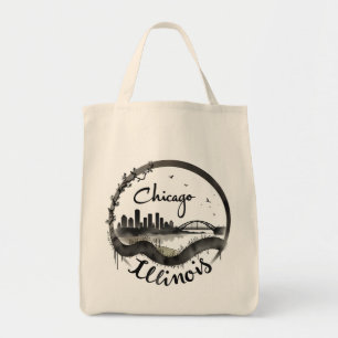 Vintage Chicago Illinois Stadssiluett Retro Resa Tygkasse