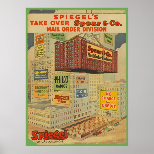 Vintage Chicago Industrial Age Byggnad Print Poster (Framsidan)