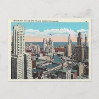 Vintage Chicago Loop Skyline Vykort