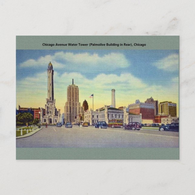 Vintage Chicago Post Card Vykort (Framsida)
