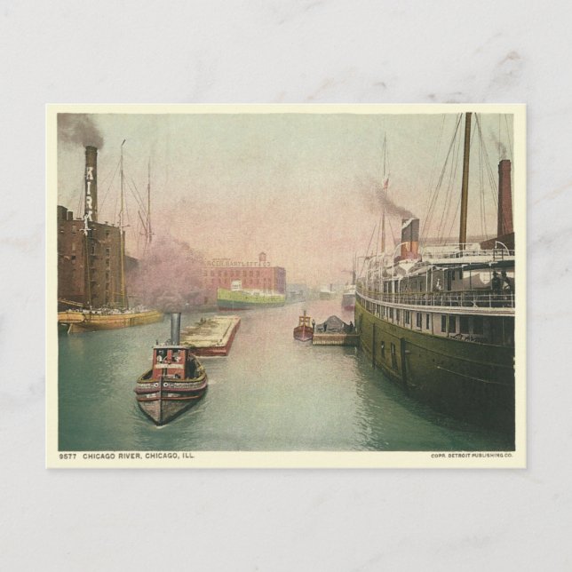 Vintage Chicago River Vykort (Framsida)