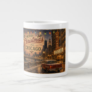 Vintage Chicago Route 66 Julstadsbelysning Jumbo Mugg