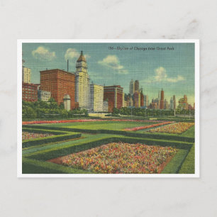Vintage Chicago Skyline Vykort