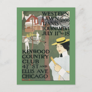 Vintage Chicago Tennis Poster Vykort