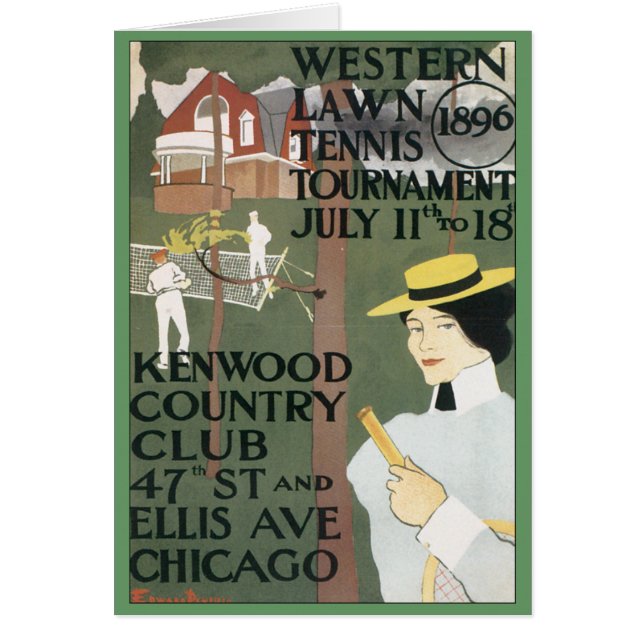 Vintage Chicago Tennisaffisch Hälsningskort (Framsidan)