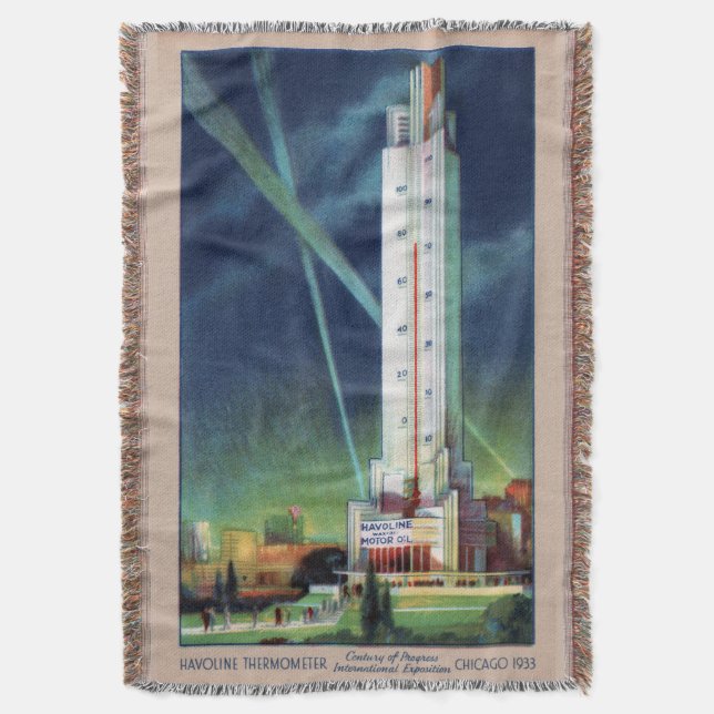 Vintage Chicago Throw Blanket Filt (Framsidan Vertikal)