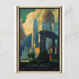 Vintage - Chicago Travel Poster Vykort