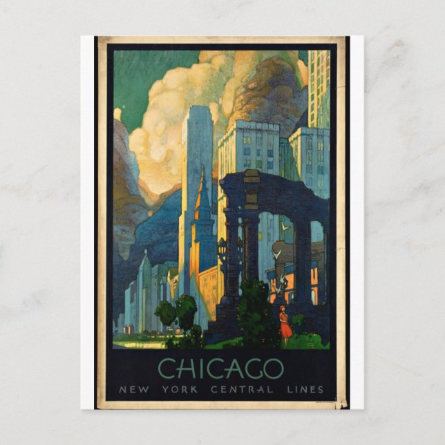 Vintage - Chicago Travel Poster Vykort (Framsida)