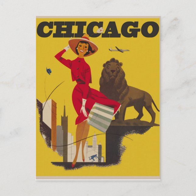 Vintage Chicago Travel Vykort (Framsida)