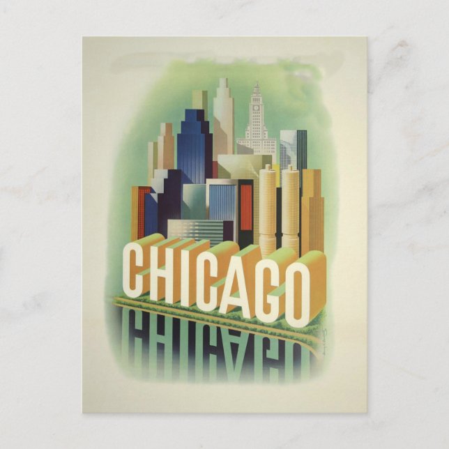 Vintage Chicago Travel Vykort (Framsida)