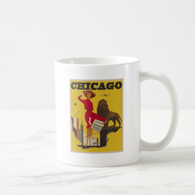 Vintage Chicago USA Luft Travel Advertisement Kaffemugg (Höger)