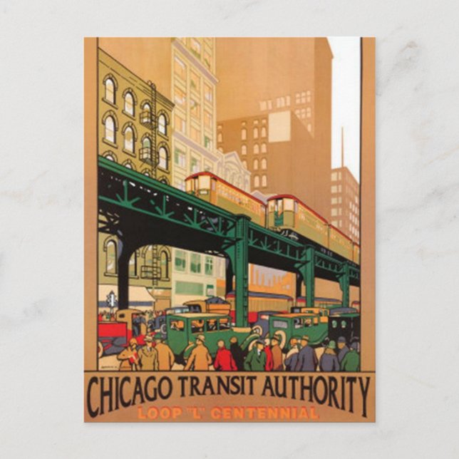 Vintage Chicago, USA - Vykort (Framsida)