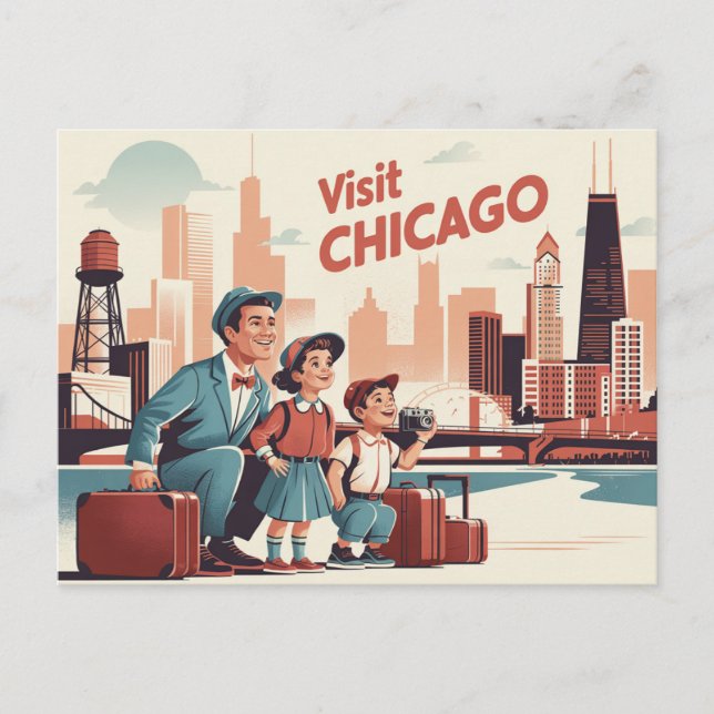 Vintage Chicago Vykort (Framsida)