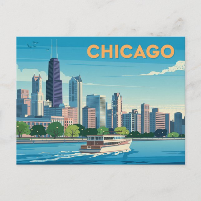 Vintage Chicago Vykort (Framsida)