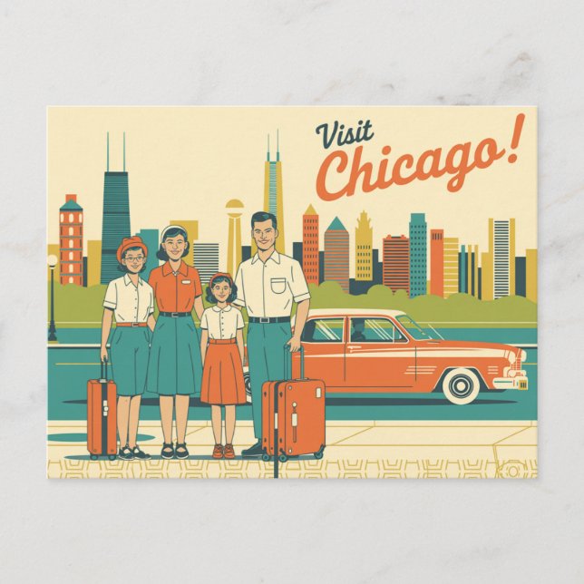 Vintage Chicago Vykort (Framsida)