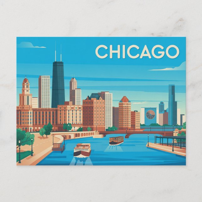 Vintage Chicago Vykort (Framsida)