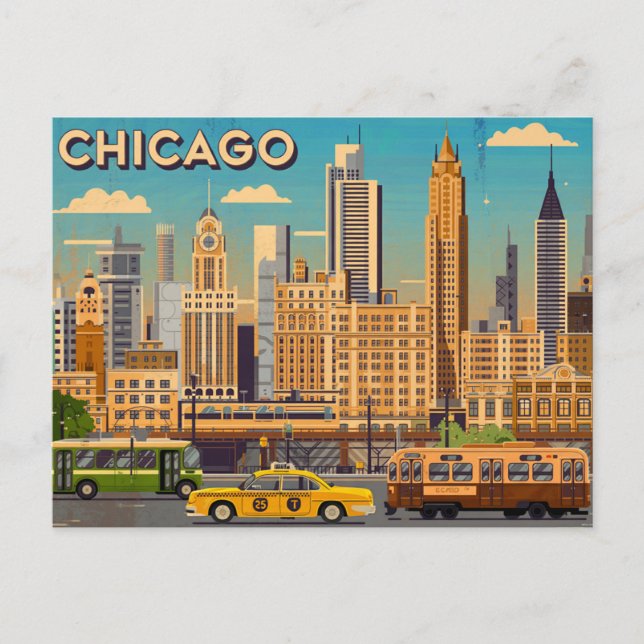 Vintage Chicago Vykort (Framsida)