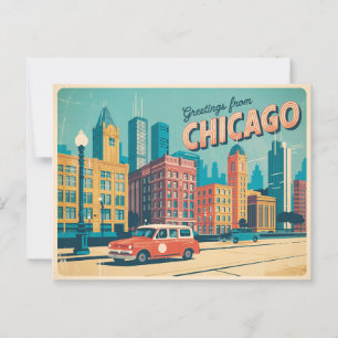 Vintage Chicago-vykort Hälsning från Chicago Vykort
