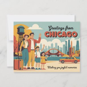 Vintage Chicago-vykort Hälsning från Chicago Vykort