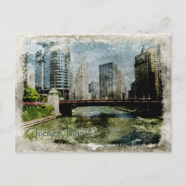 Vintage Chicago-vykort Vykort (Framsida)