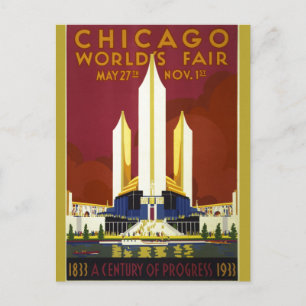 Vintage Chicago World's Fair 1933 Ad Illustration Vykort