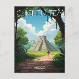 Vintage Chichen Itza Mexico Travel Vykort