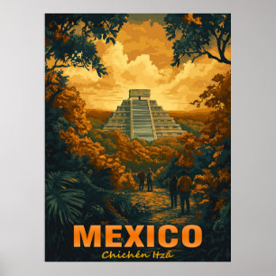 Vintage Chichen Itza, Mexiko Poster