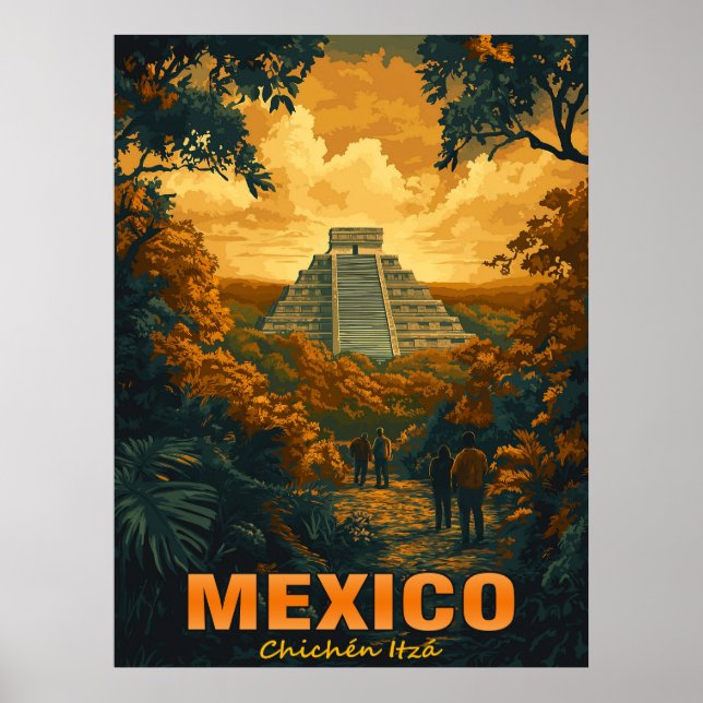 Vintage Chichen Itza, Mexiko Poster (Framsidan)
