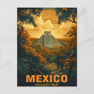 Vintage Chichen Itza, Mexiko Vykort
