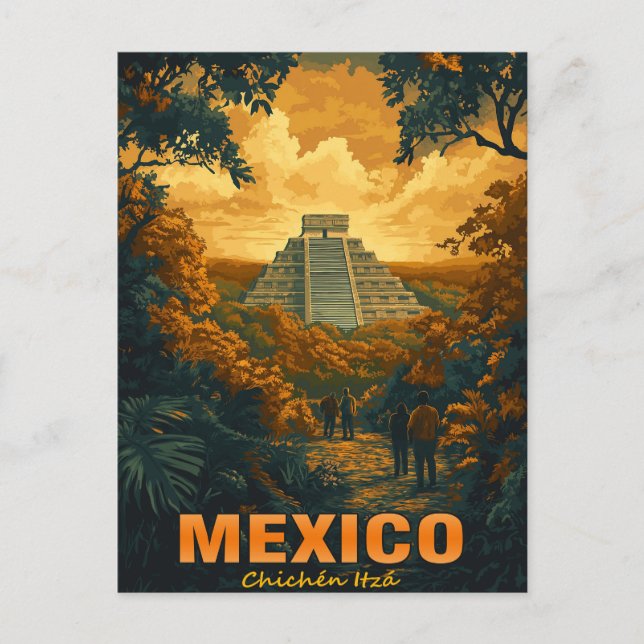 Vintage Chichen Itza, Mexiko Vykort (Framsida)