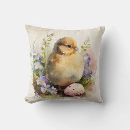 Vintage Chick med ägg och blommor Kudde