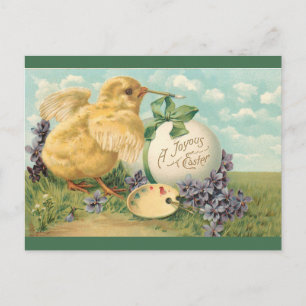 Vintage Chick med färgpaletten Påsk Vykort