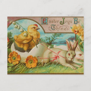 Vintage Chick och Bunny Påsk Hälsning Vykort