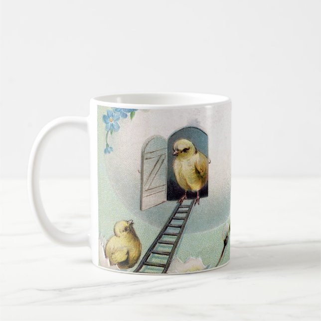 Vintage Chick Påsk Hälsning Kaffemugg (Vänster)