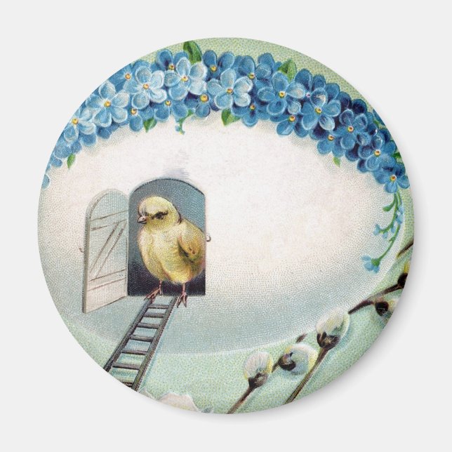Vintage Chick Påsk Hälsning Magnet (Framsidan)