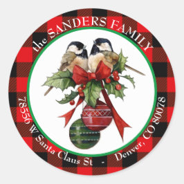 Vintage Chickadee Holly-Returadressen jul Runt Klistermärke