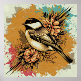 Vintage Chickadee Splendor Poster