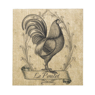 Vintage Chicken Burlap Anteckningsblock
